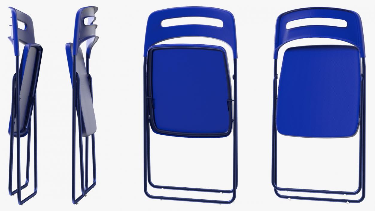 3D Plastic Folding Chair Blue Folded model