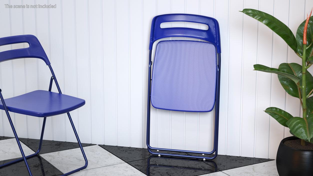 3D Plastic Folding Chair Blue Folded model