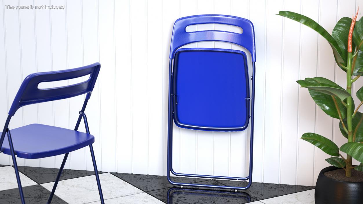 3D Plastic Folding Chair Blue Folded model