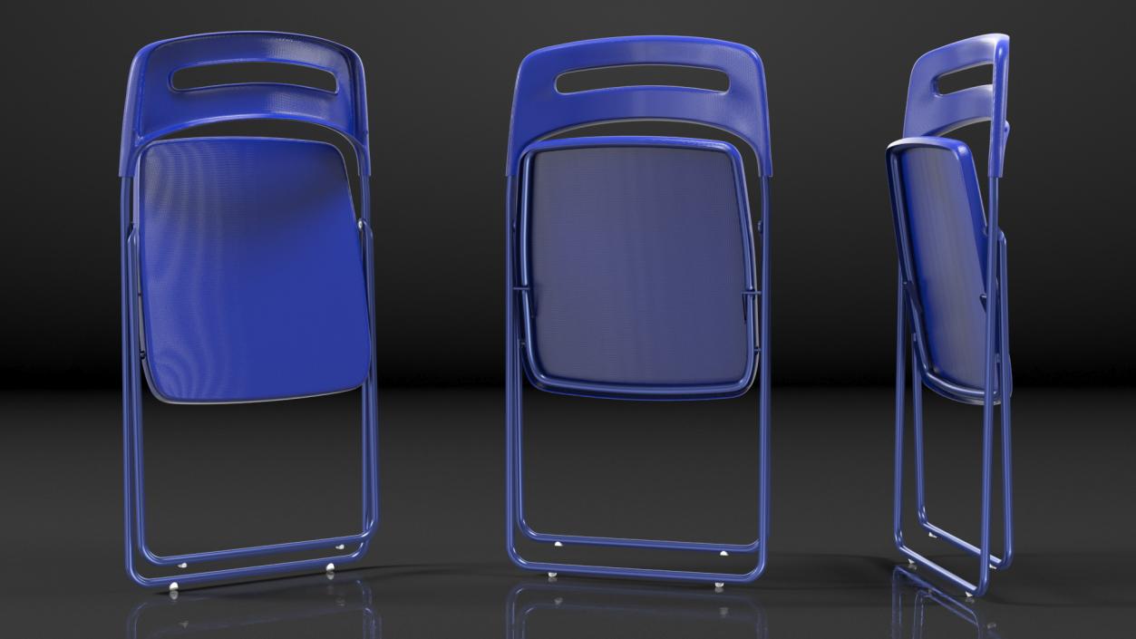 3D Plastic Folding Chair Blue Folded model