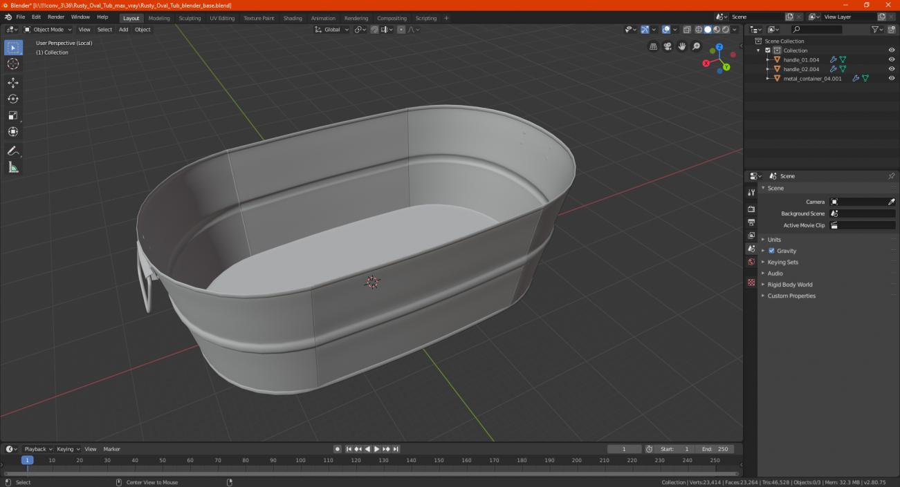 Rusty Oval Tub 3D model