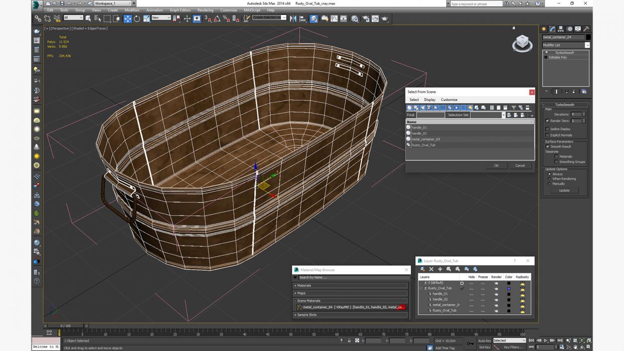 Rusty Oval Tub 3D model