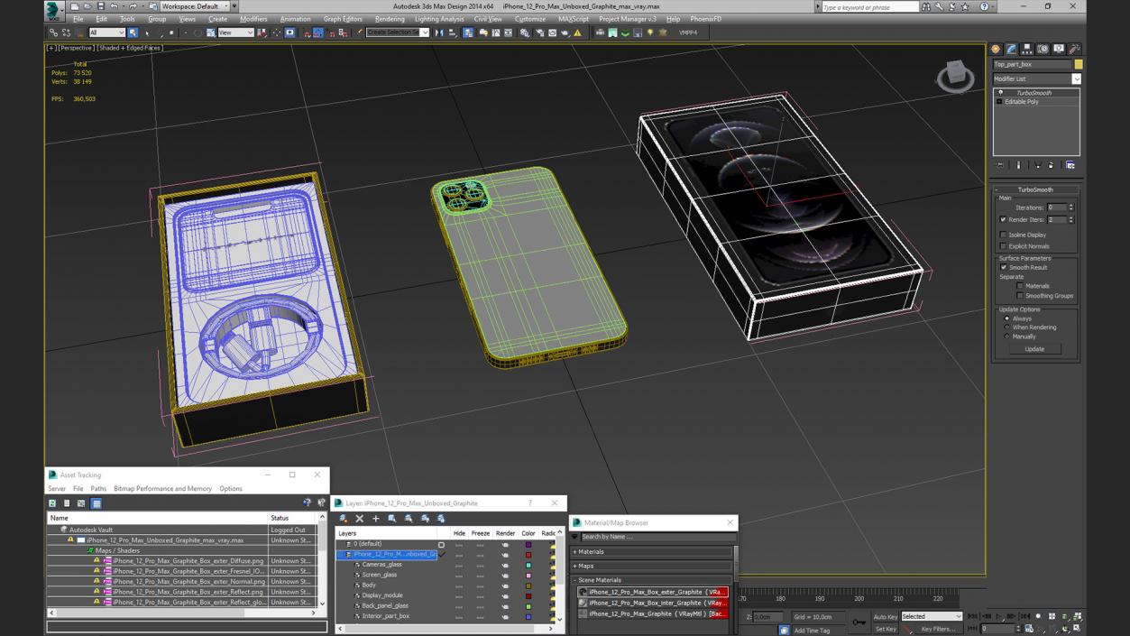 iPhone 12 Pro Max Unboxed Graphite 3D model