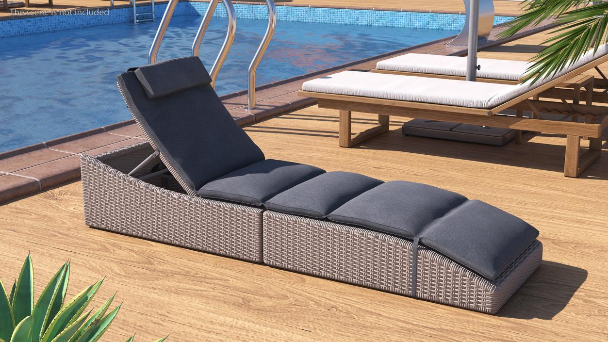 3D Wicker Lounge Chair Folding Grey Beige model