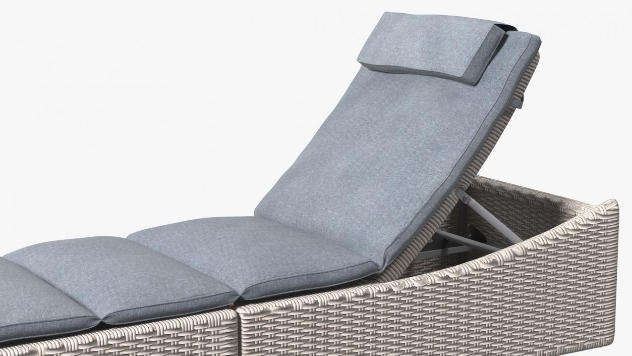 3D Wicker Lounge Chair Folding Grey Beige model