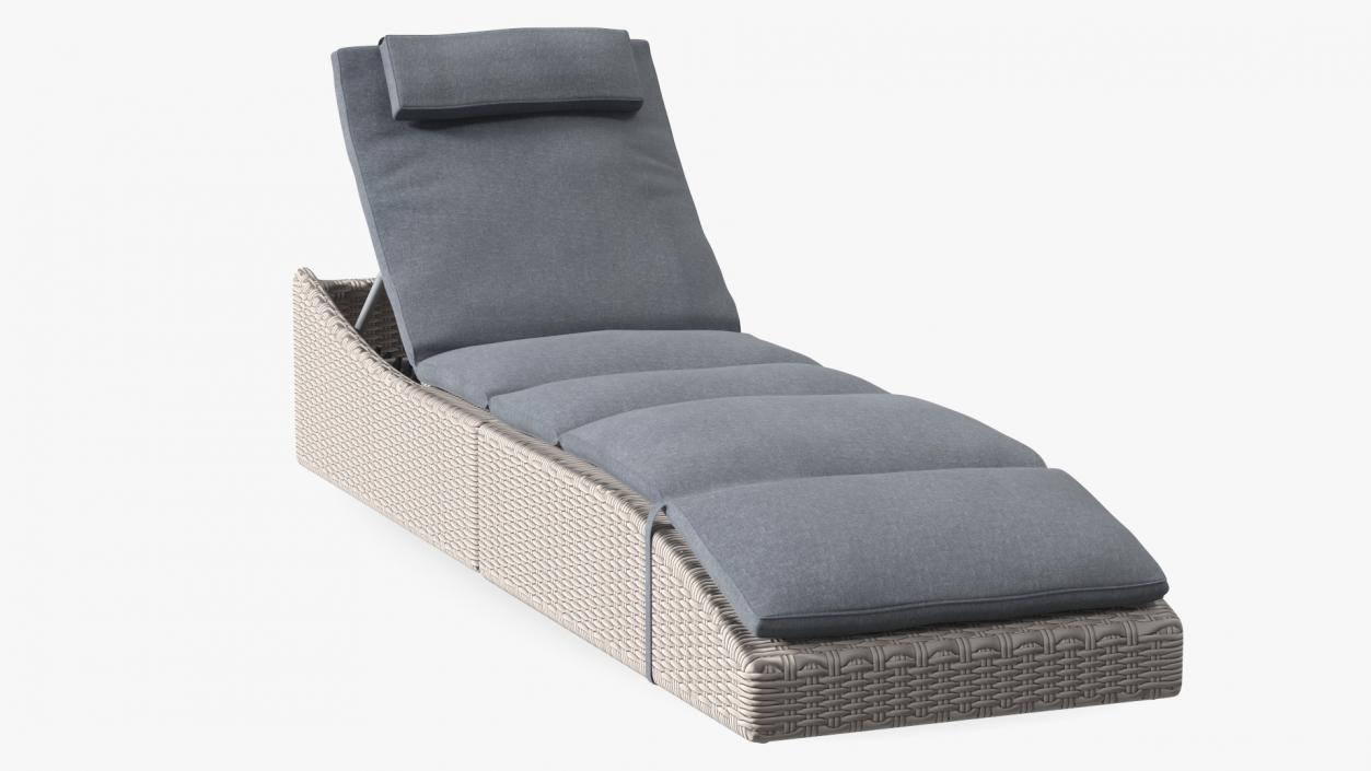 3D Wicker Lounge Chair Folding Grey Beige model