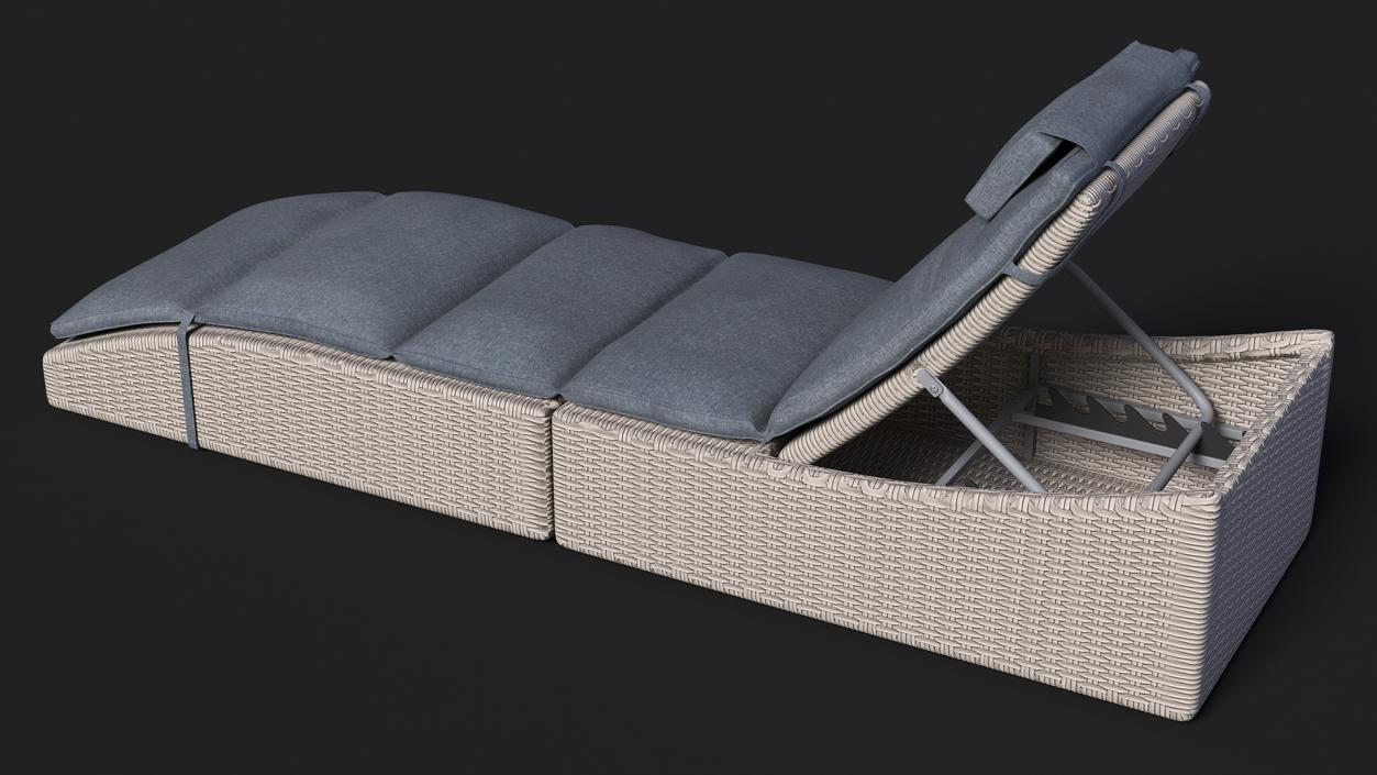 3D Wicker Lounge Chair Folding Grey Beige model