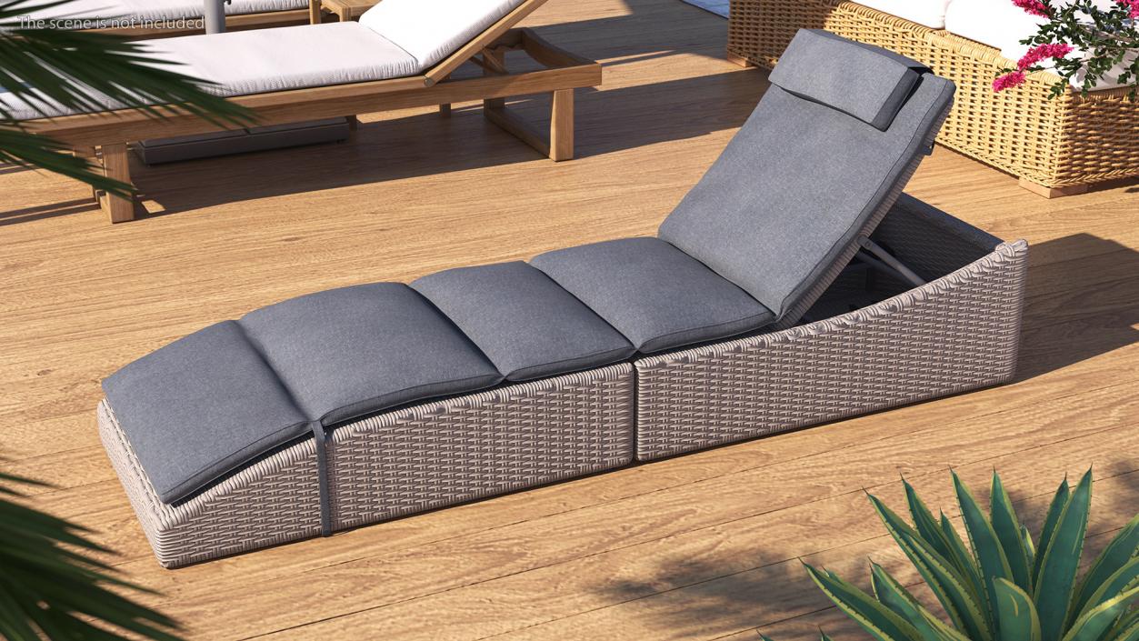 3D Wicker Lounge Chair Folding Grey Beige model