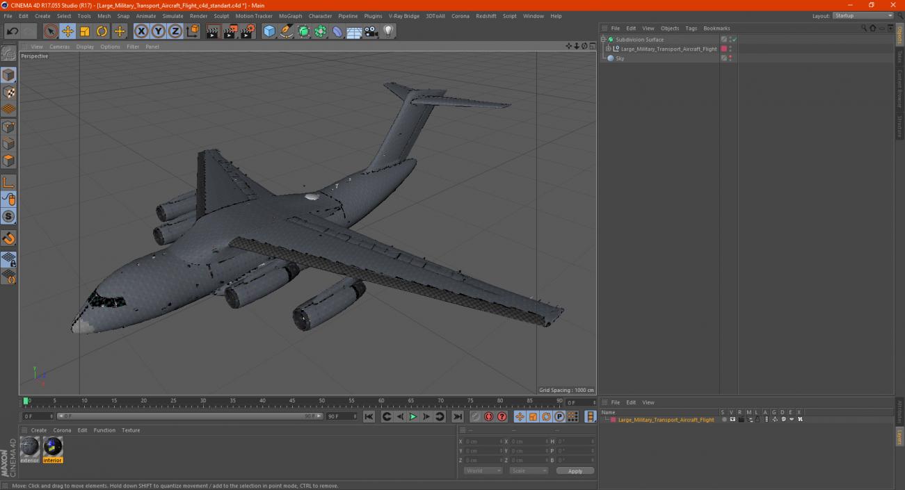 3D model Large Military Transport Aircraft Flight