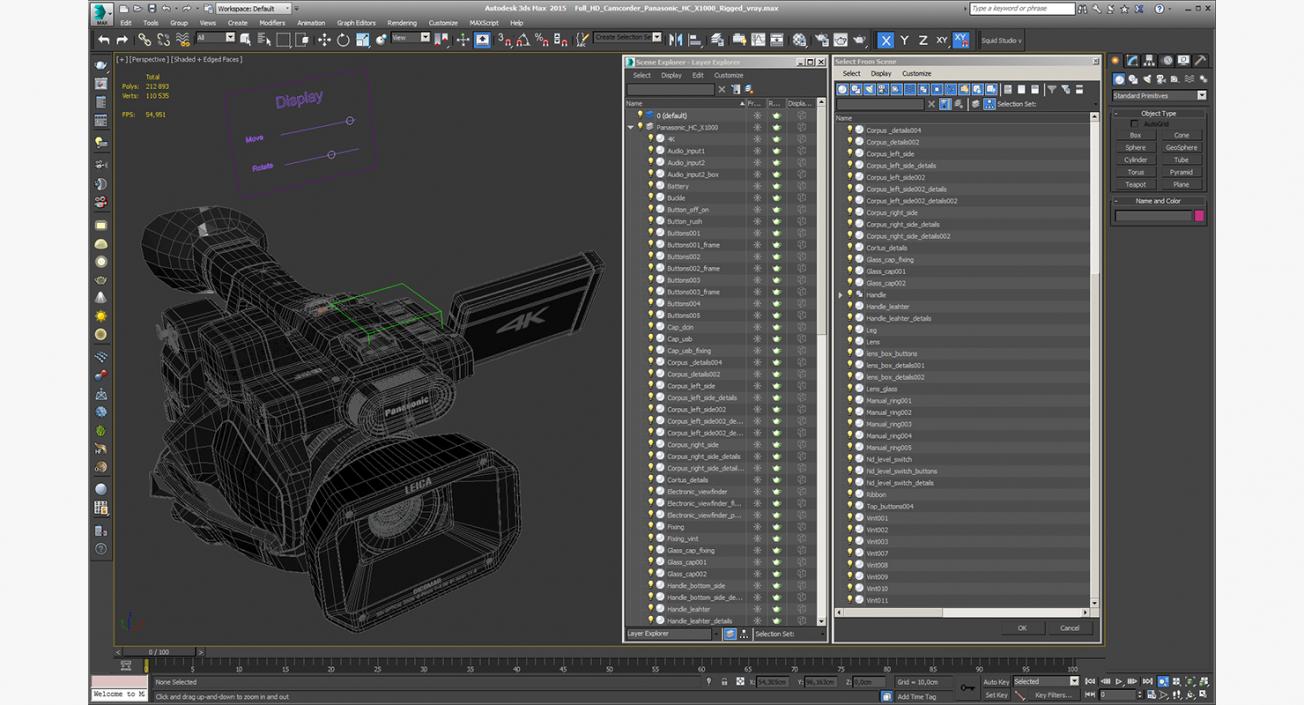 3D Full HD Camcorder Panasonic HC X1000 Rigged model