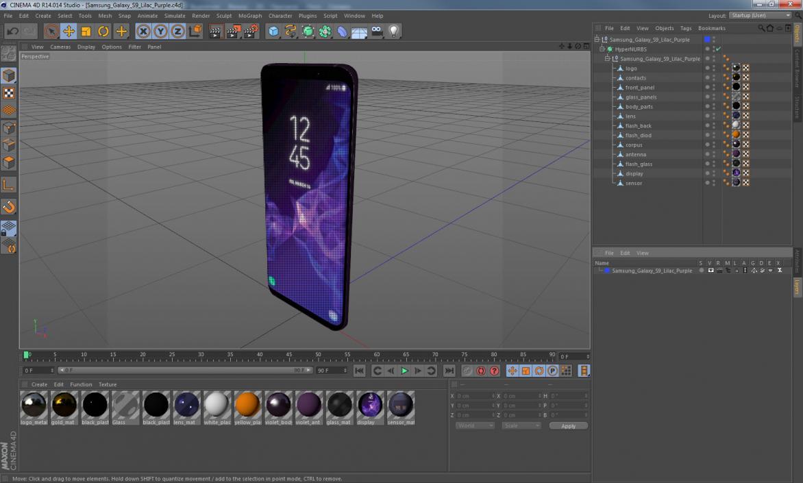 3D model Samsung Galaxy S9 Lilac Purple