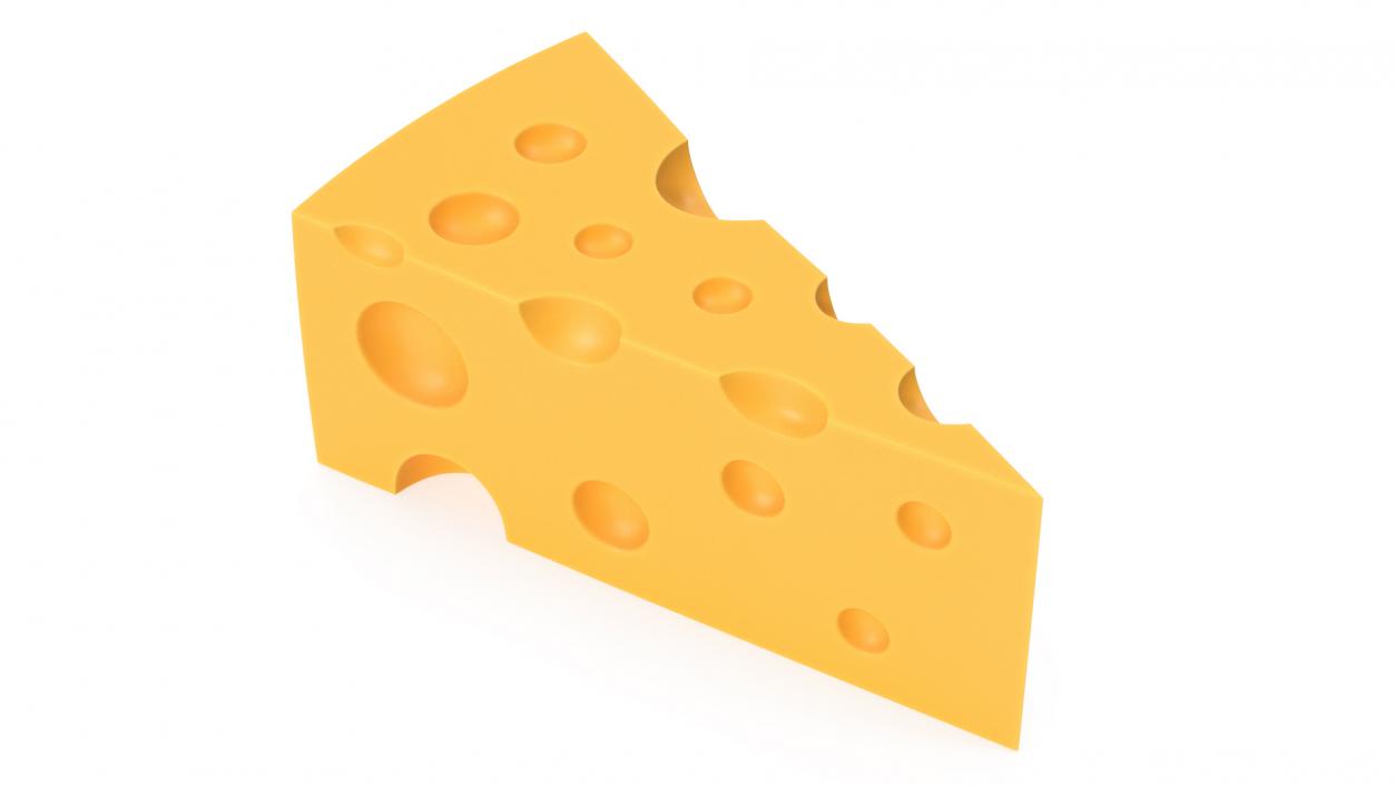 Cartoon Cut Piece of Yellow Cheese 3D model