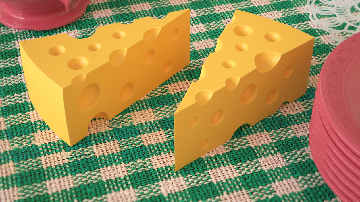 Cartoon Cut Piece of Yellow Cheese 3D model