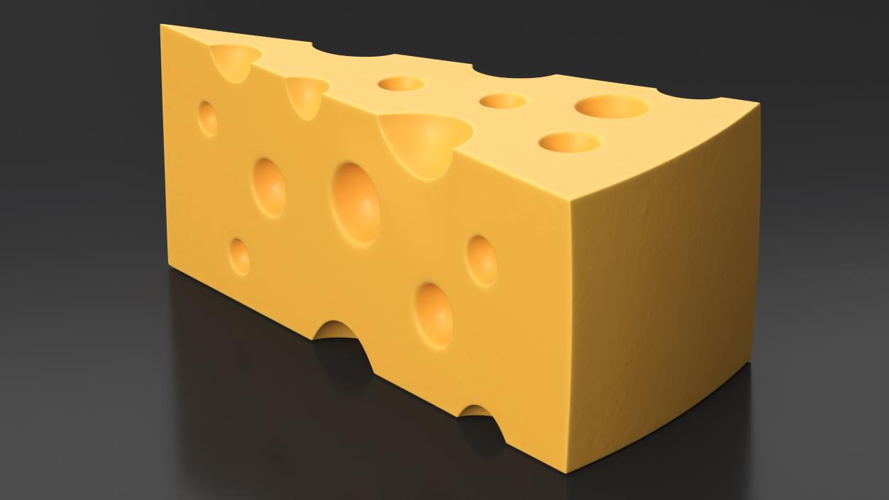 Cartoon Cut Piece of Yellow Cheese 3D model