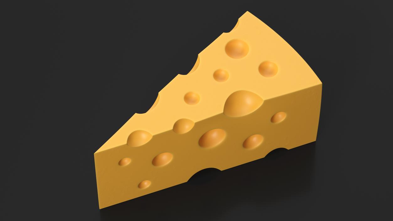 Cartoon Cut Piece of Yellow Cheese 3D model