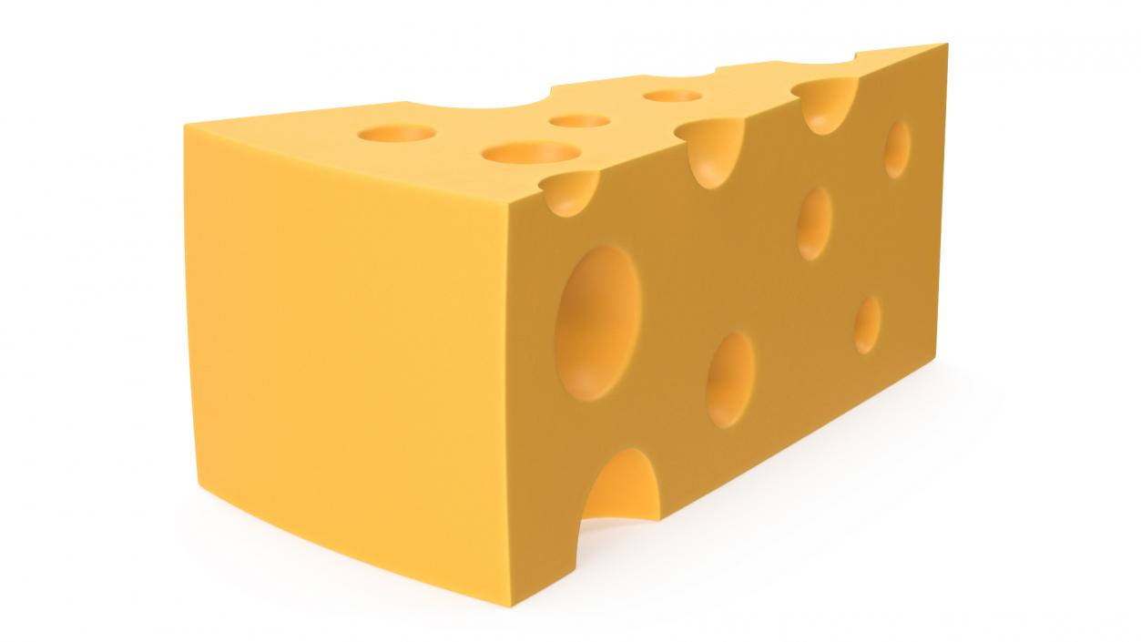 Cartoon Cut Piece of Yellow Cheese 3D model