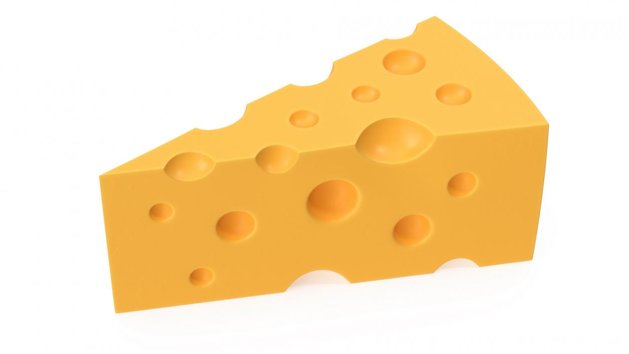 Cartoon Cut Piece of Yellow Cheese 3D model