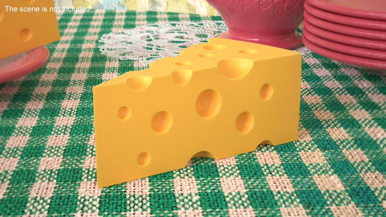 Cartoon Cut Piece of Yellow Cheese 3D model