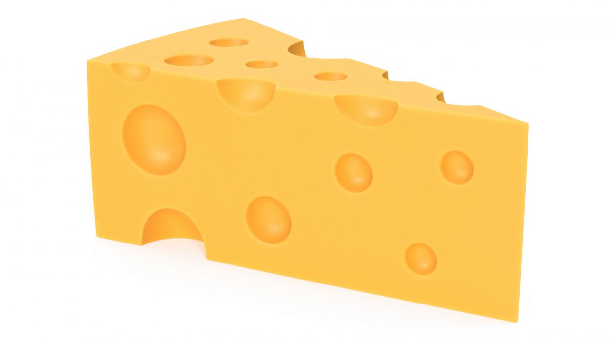 Cartoon Cut Piece of Yellow Cheese 3D model