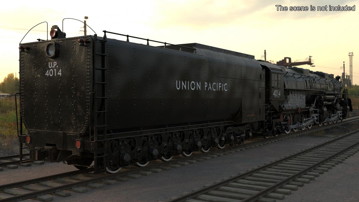 Locomotive Big Boy with Trailed Tender Rigged 2 3D