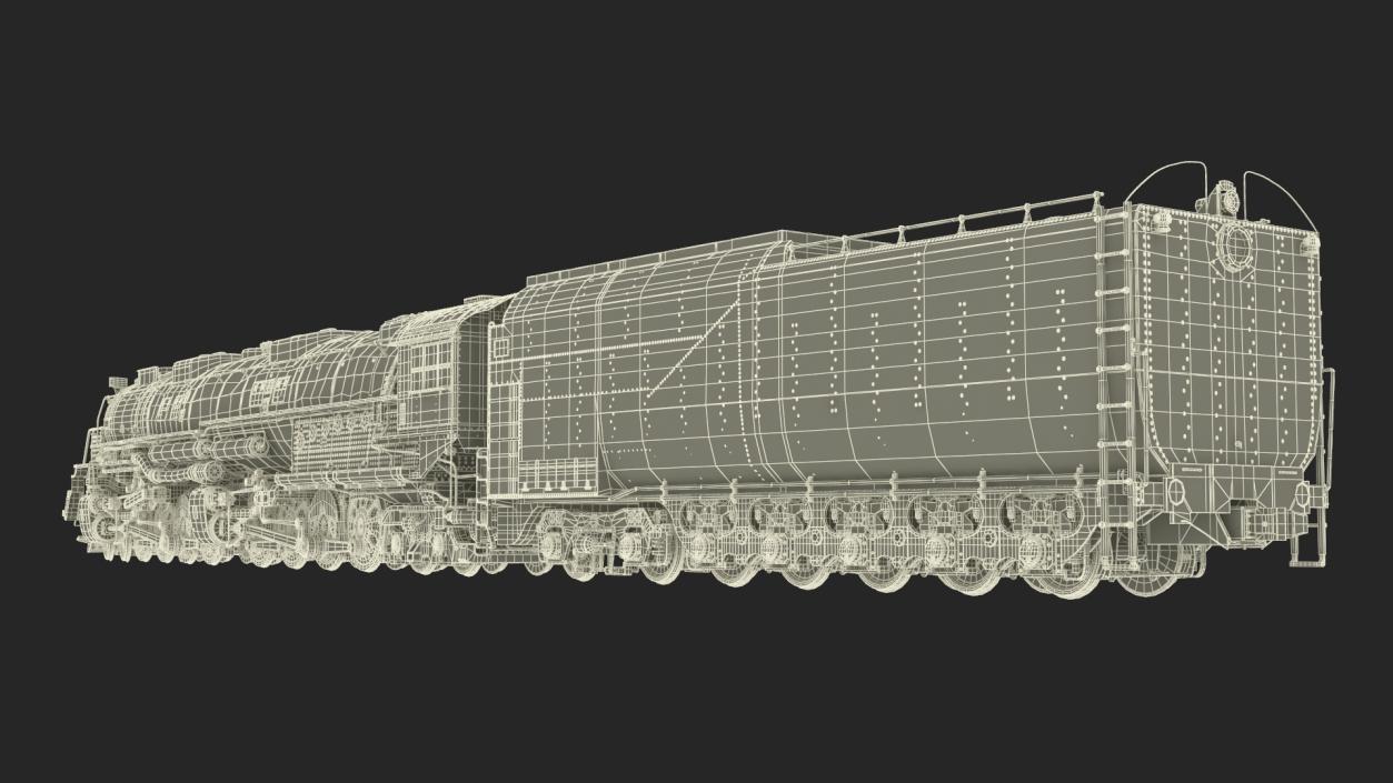 Locomotive Big Boy with Trailed Tender Rigged 2 3D