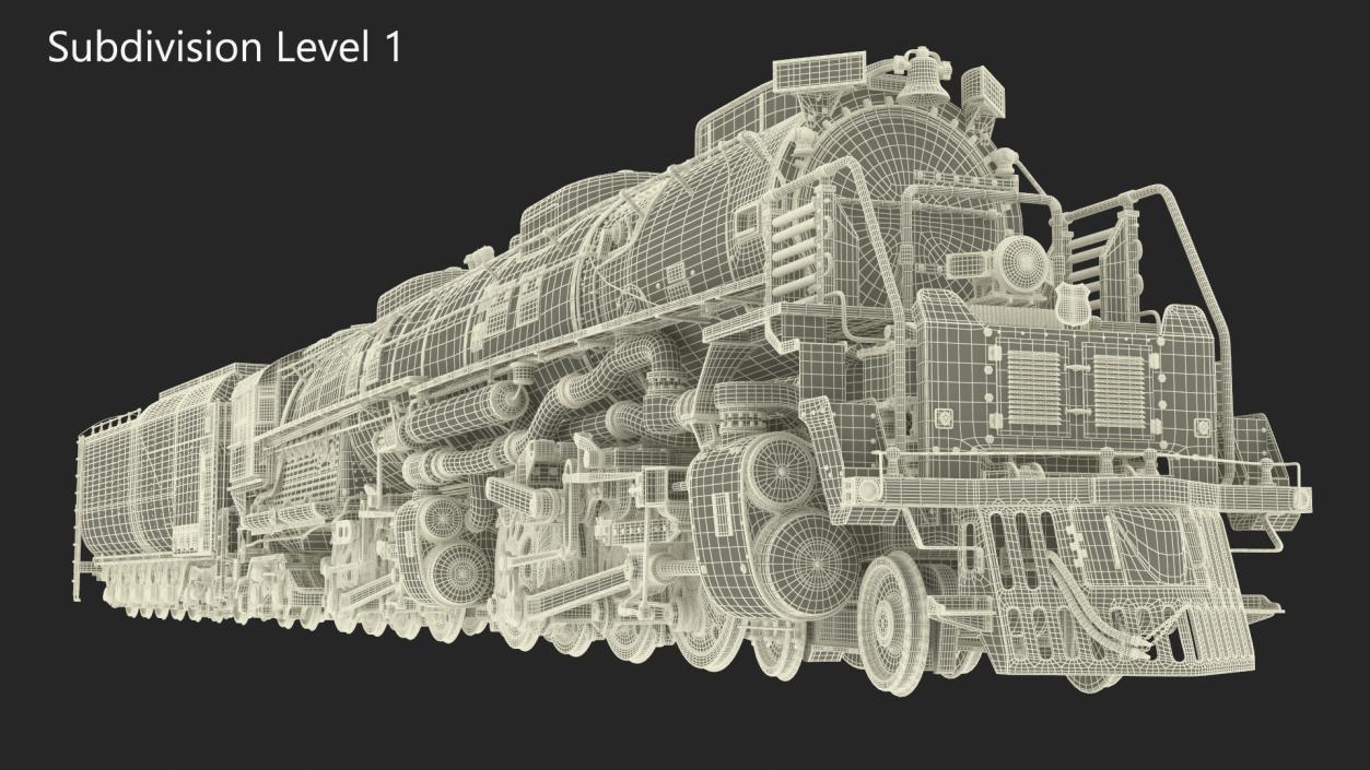 Locomotive Big Boy with Trailed Tender Rigged 2 3D