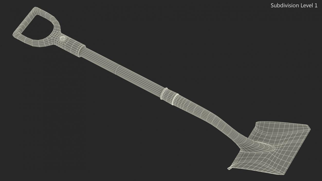 Square Point Shovel with Red Shaft 3D model