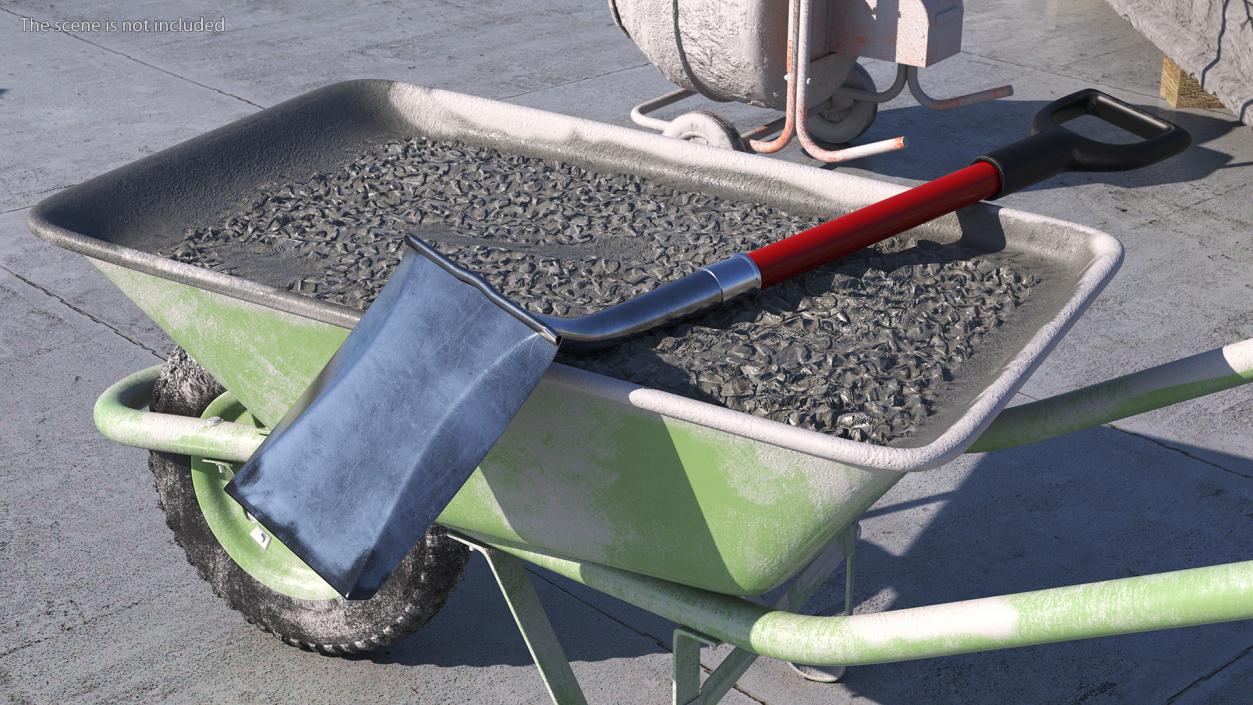 Square Point Shovel with Red Shaft 3D model