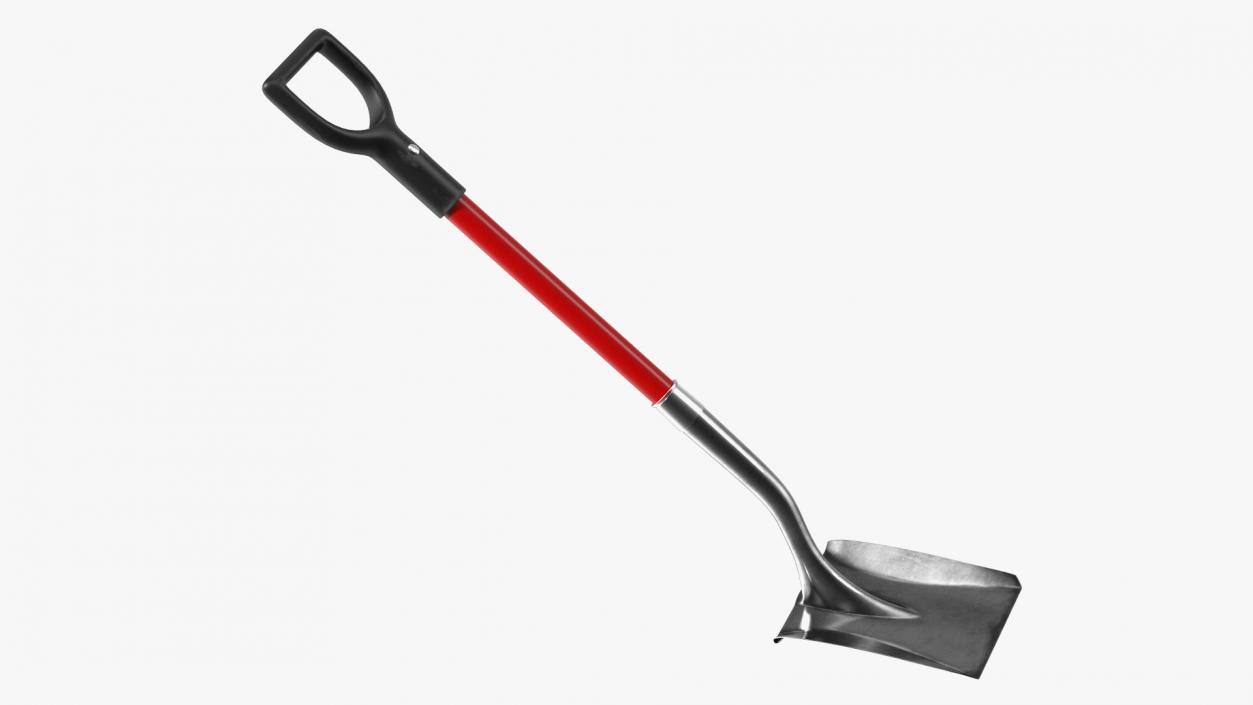 Square Point Shovel with Red Shaft 3D model