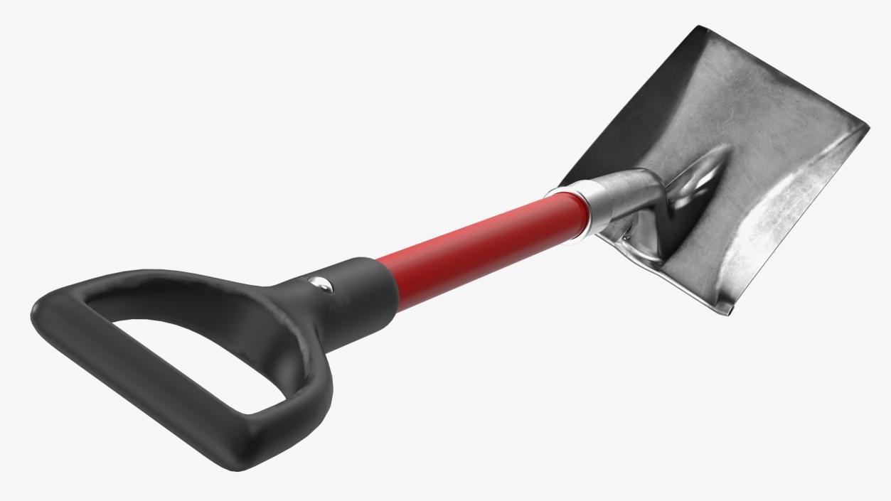 Square Point Shovel with Red Shaft 3D model