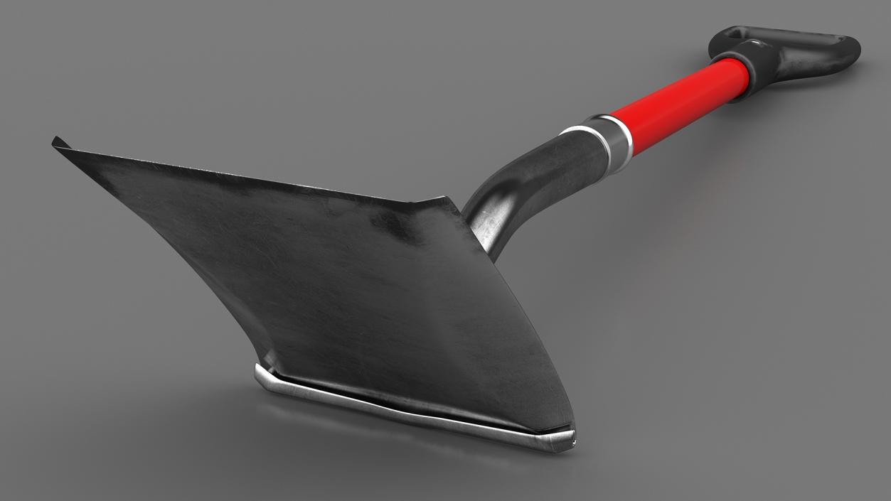 Square Point Shovel with Red Shaft 3D model