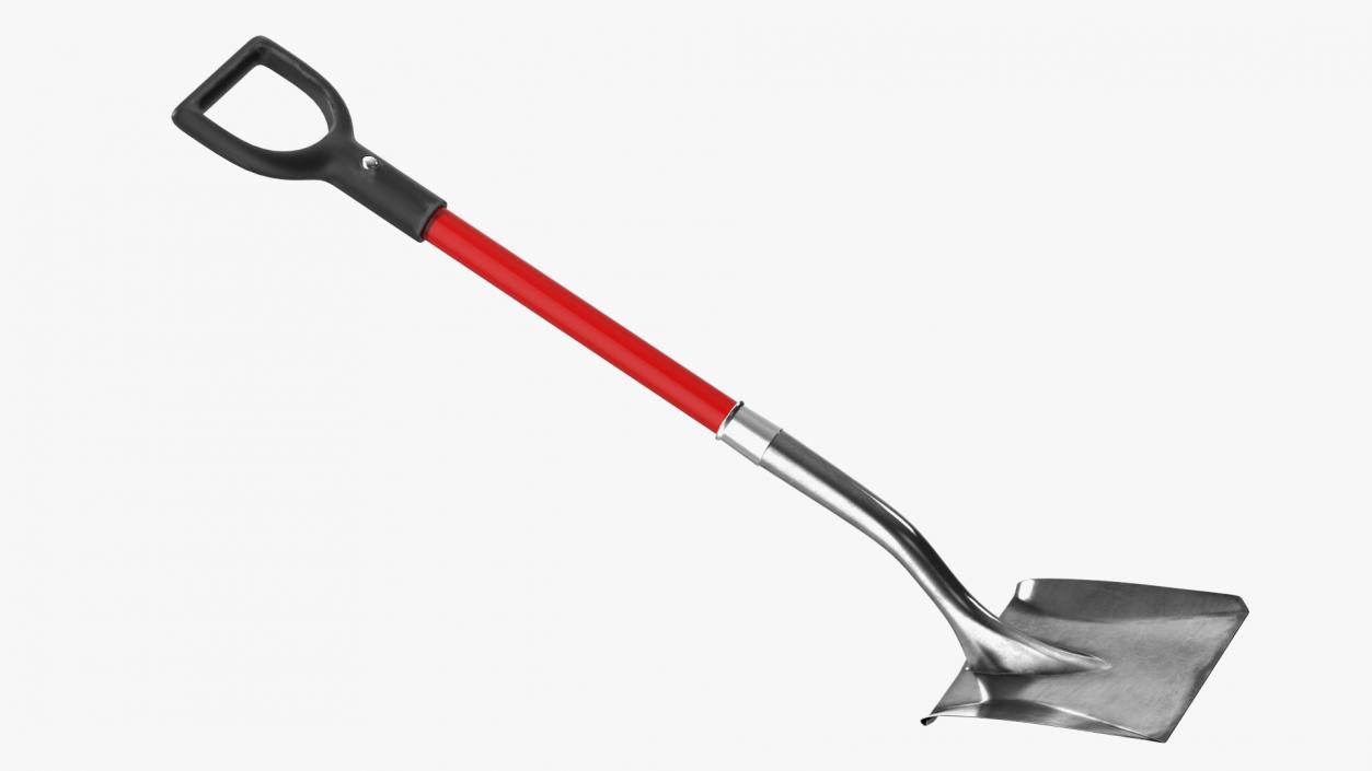 Square Point Shovel with Red Shaft 3D model