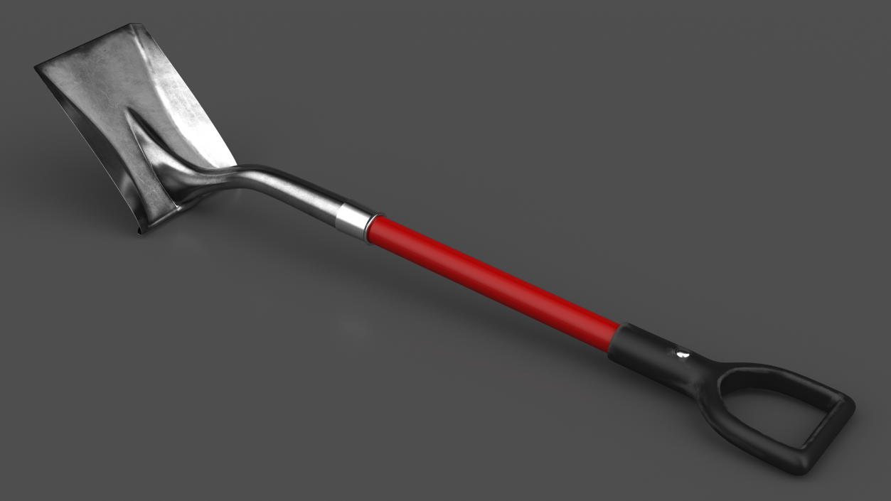 Square Point Shovel with Red Shaft 3D model