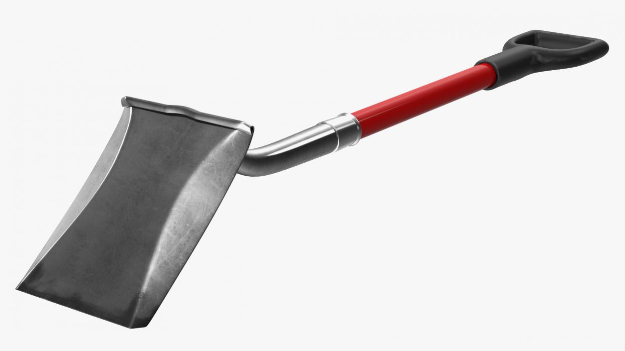 Square Point Shovel with Red Shaft 3D model