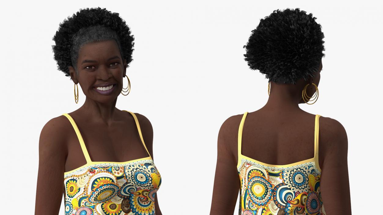 3D Afro American Woman in Nightwear Standing