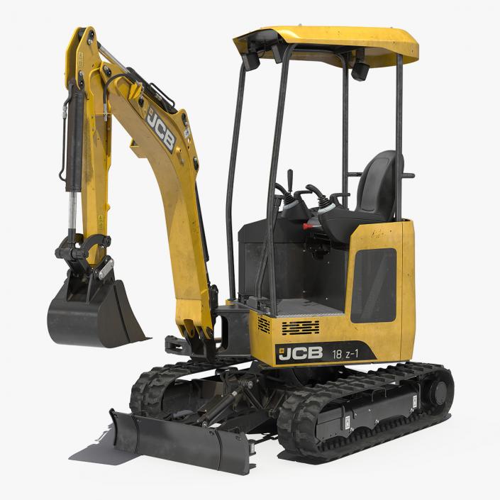 Mini Tracked Excavator JCB Dirty Rigged 3D model