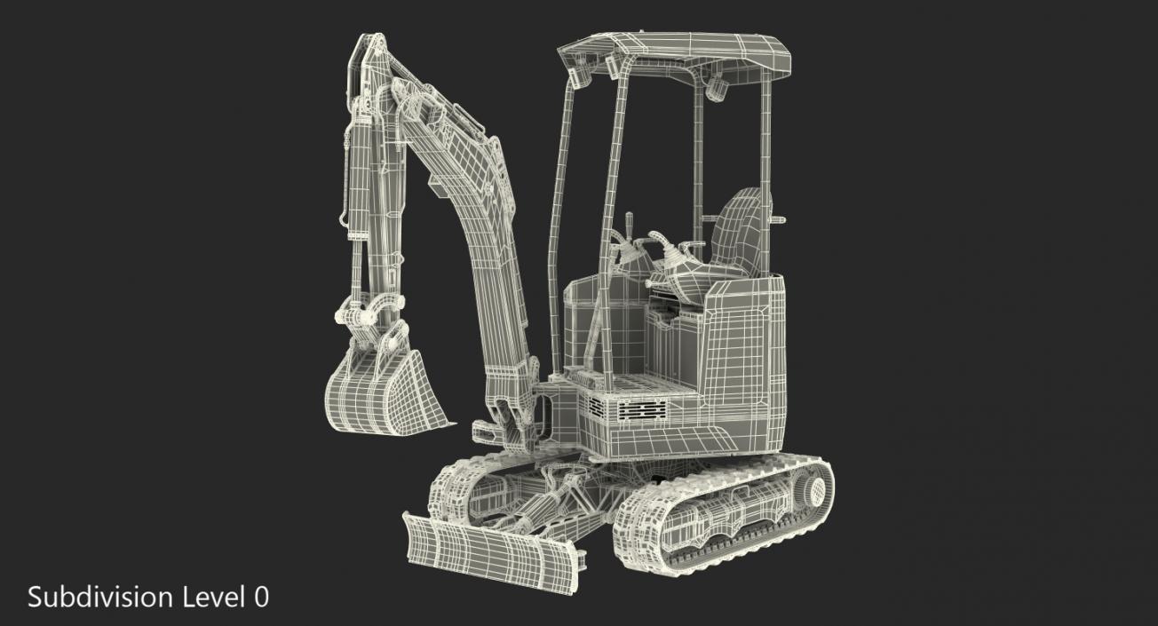 Mini Tracked Excavator JCB Dirty Rigged 3D model