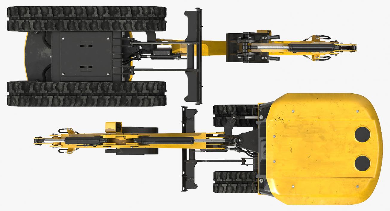 Mini Tracked Excavator JCB Dirty Rigged 3D model