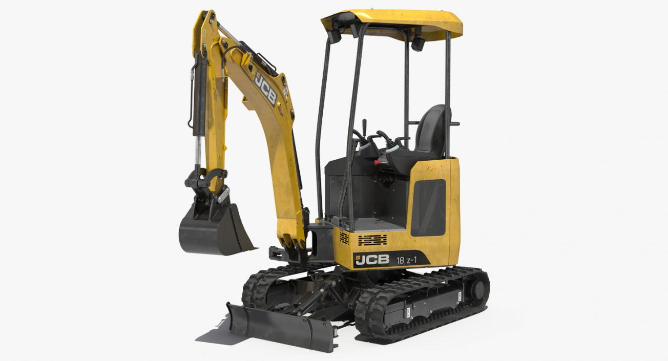 Mini Tracked Excavator JCB Dirty Rigged 3D model