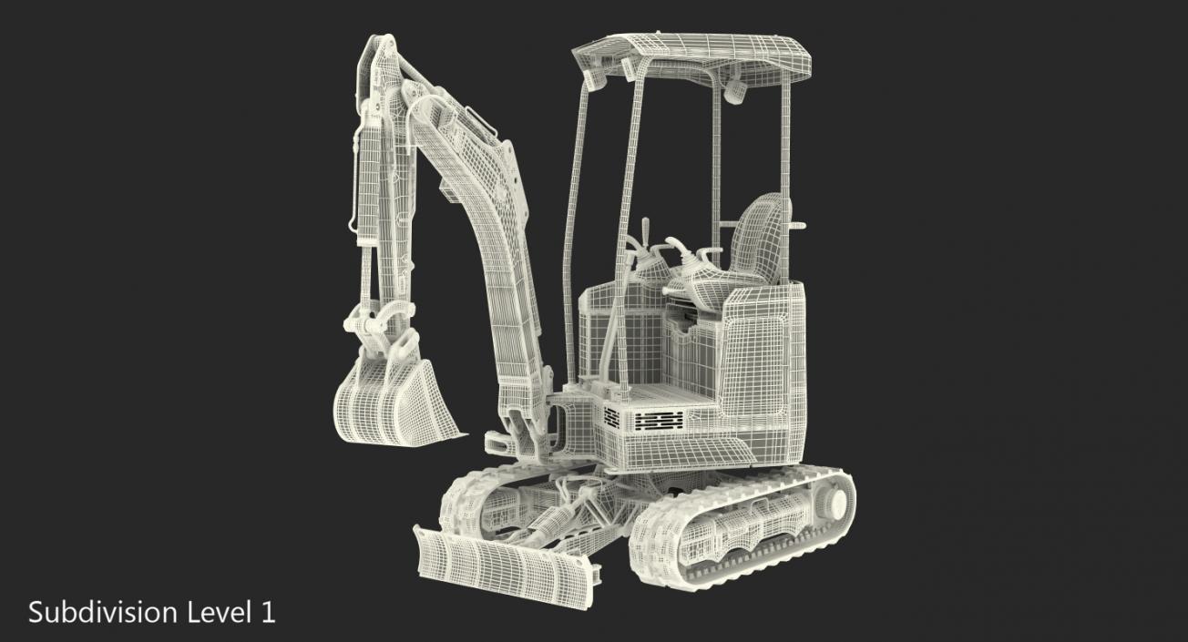 Mini Tracked Excavator JCB Dirty Rigged 3D model