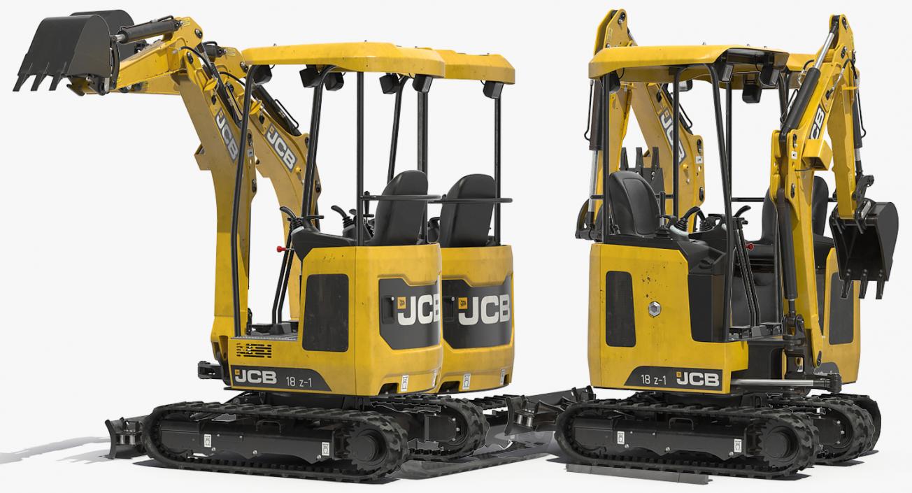 Mini Tracked Excavator JCB Dirty Rigged 3D model