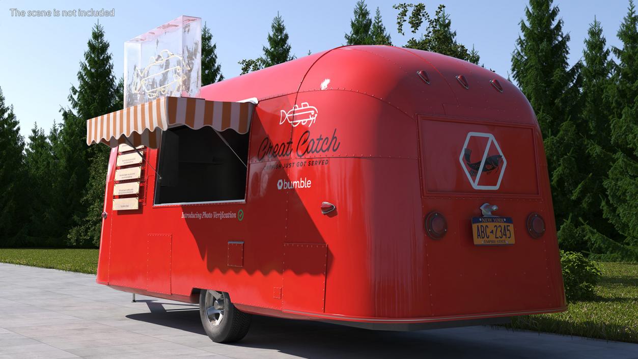 3D Red Vending Food Truck Mockup Rigged