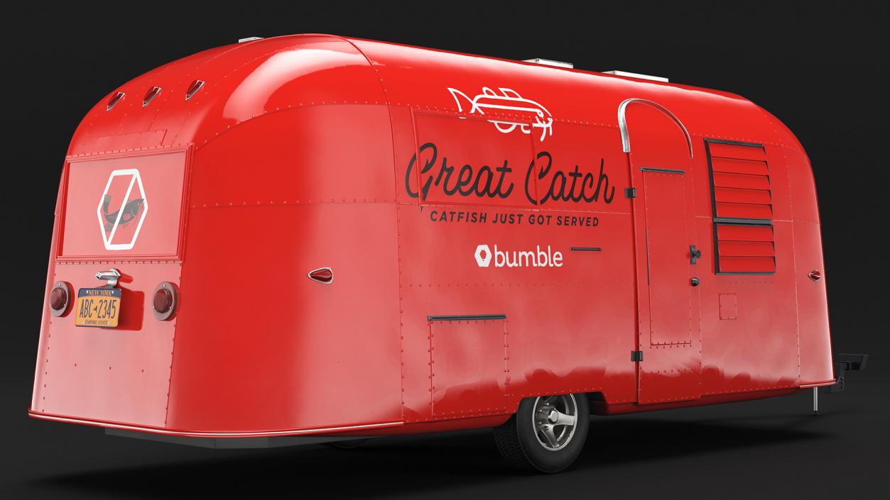 3D Red Vending Food Truck Mockup Rigged