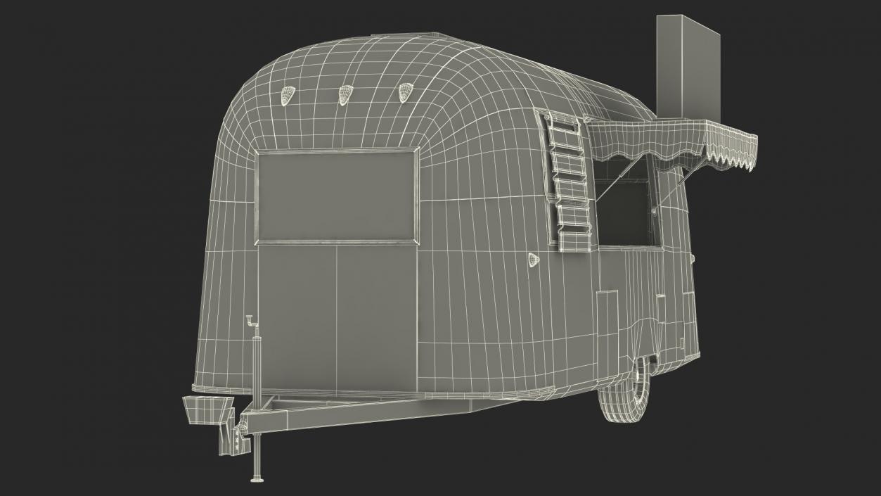 3D Red Vending Food Truck Mockup Rigged