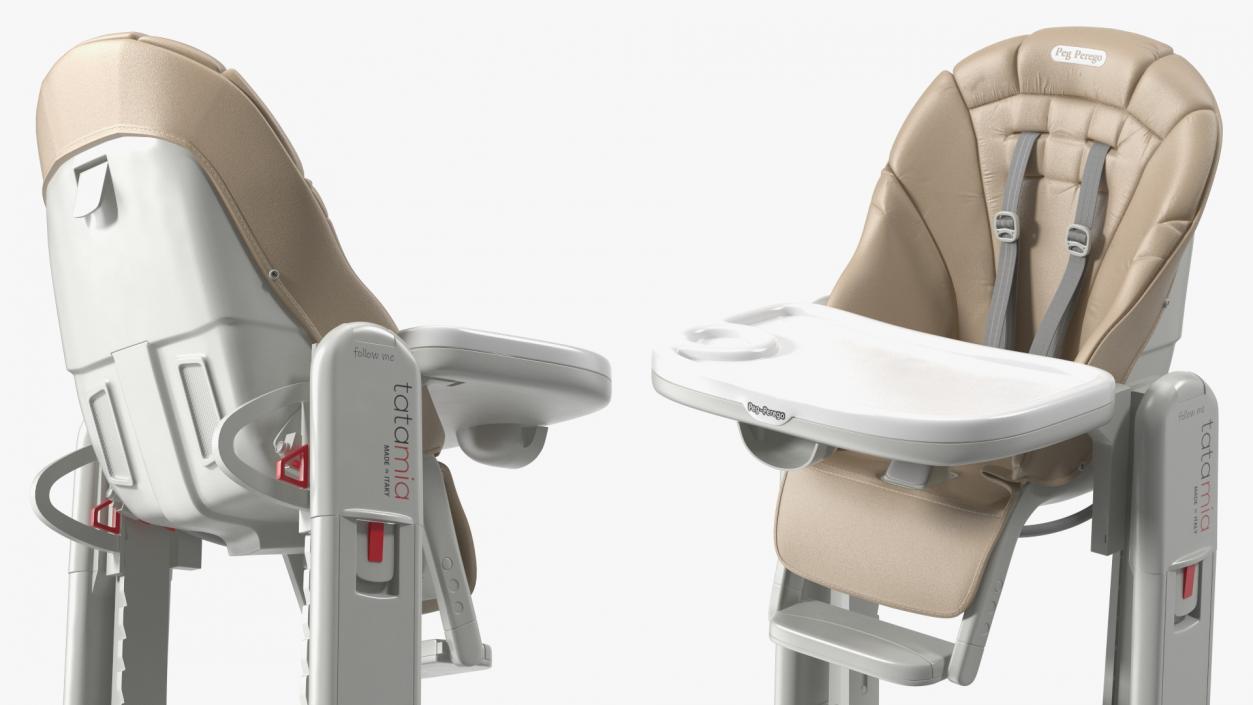 Folding Peg Perego Baby High Chair Vertical Beige 3D model