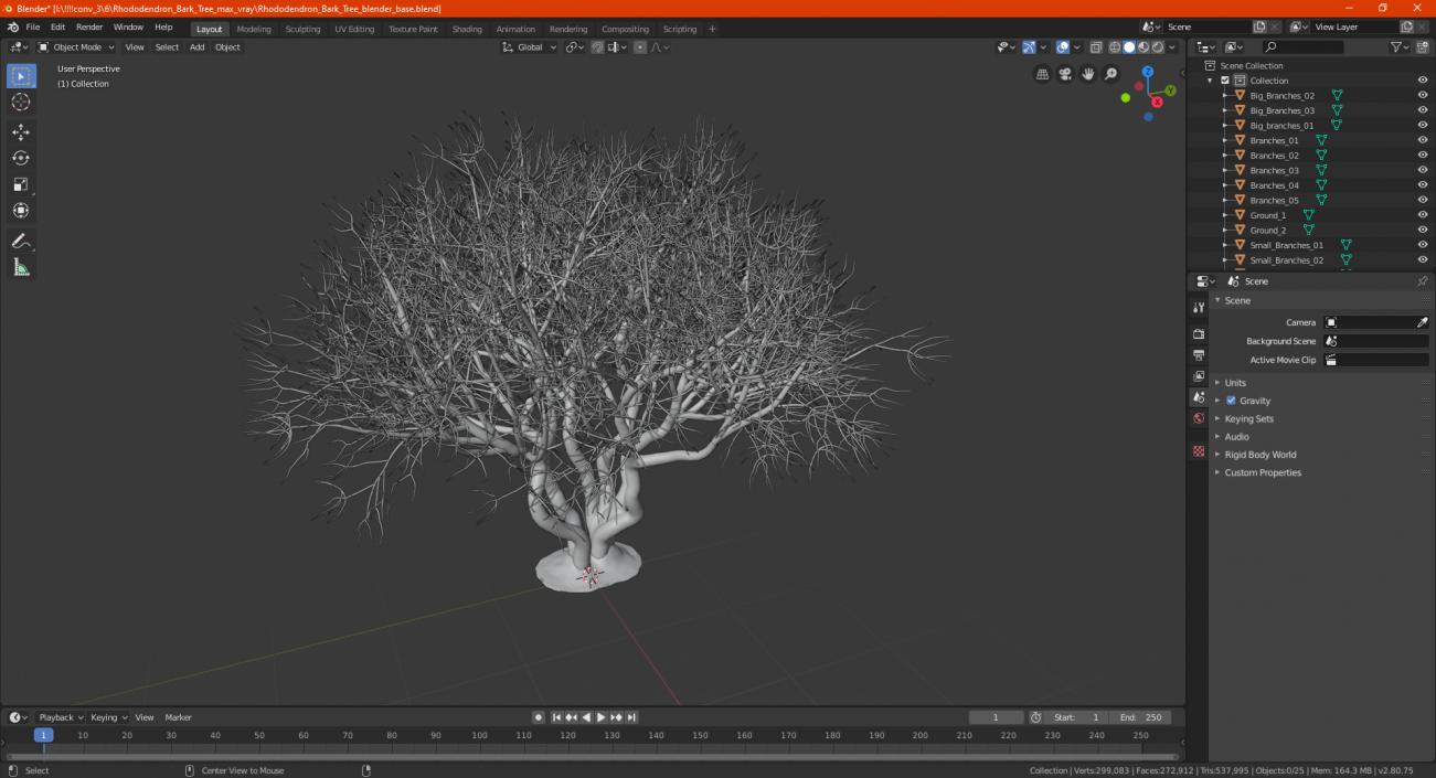 Rhododendron Bark Tree 3D