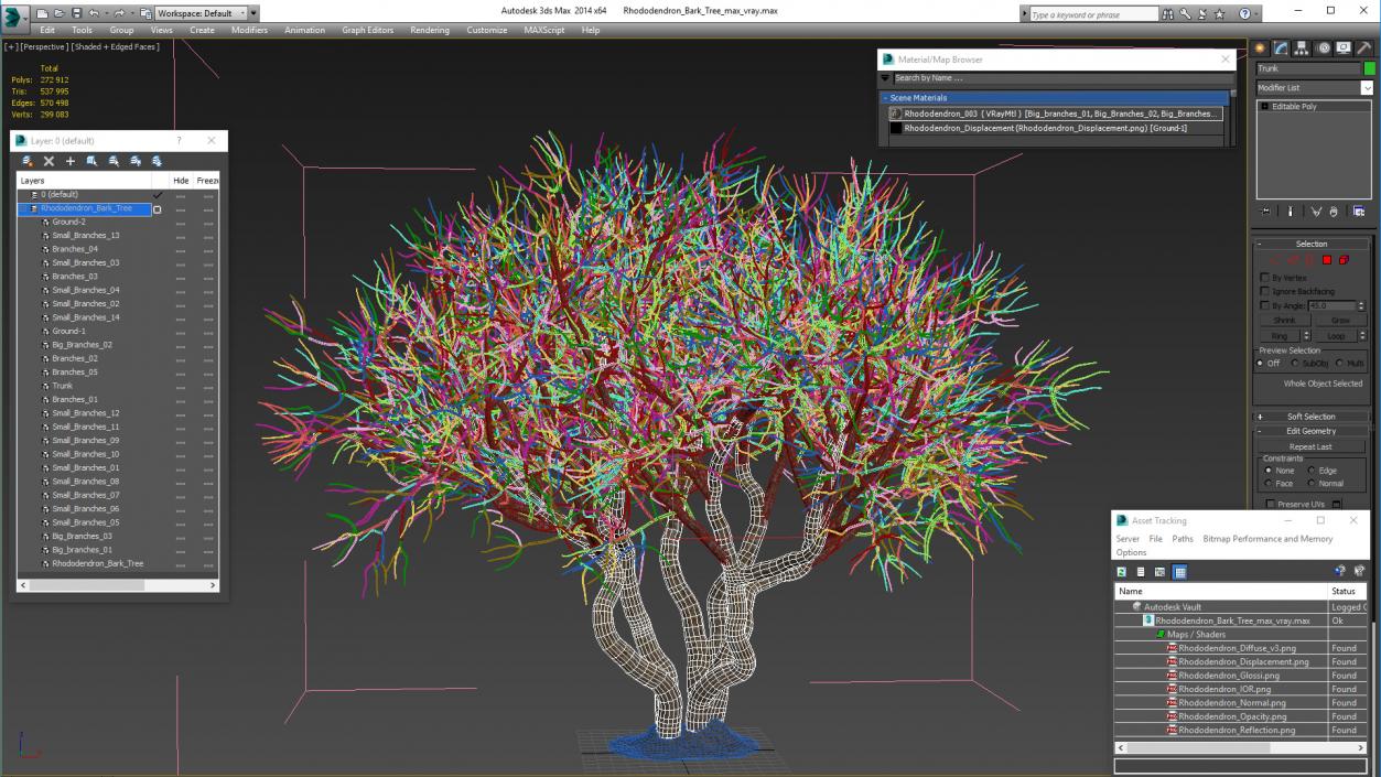 Rhododendron Bark Tree 3D