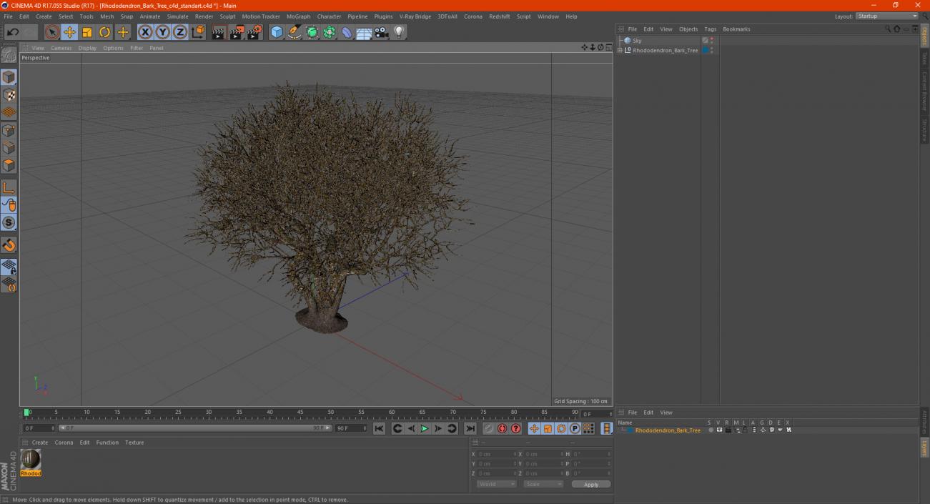 Rhododendron Bark Tree 3D