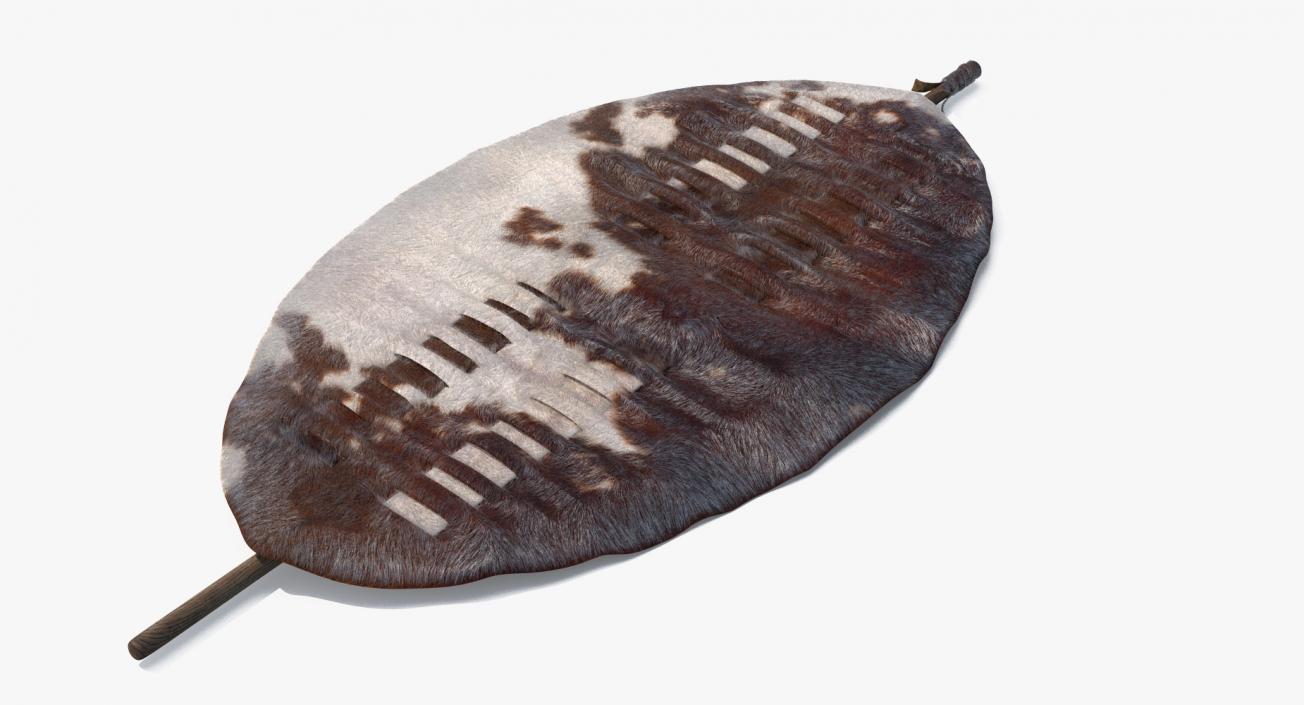 3D Zulu War Isihlangu Cow Hide Battle Shield