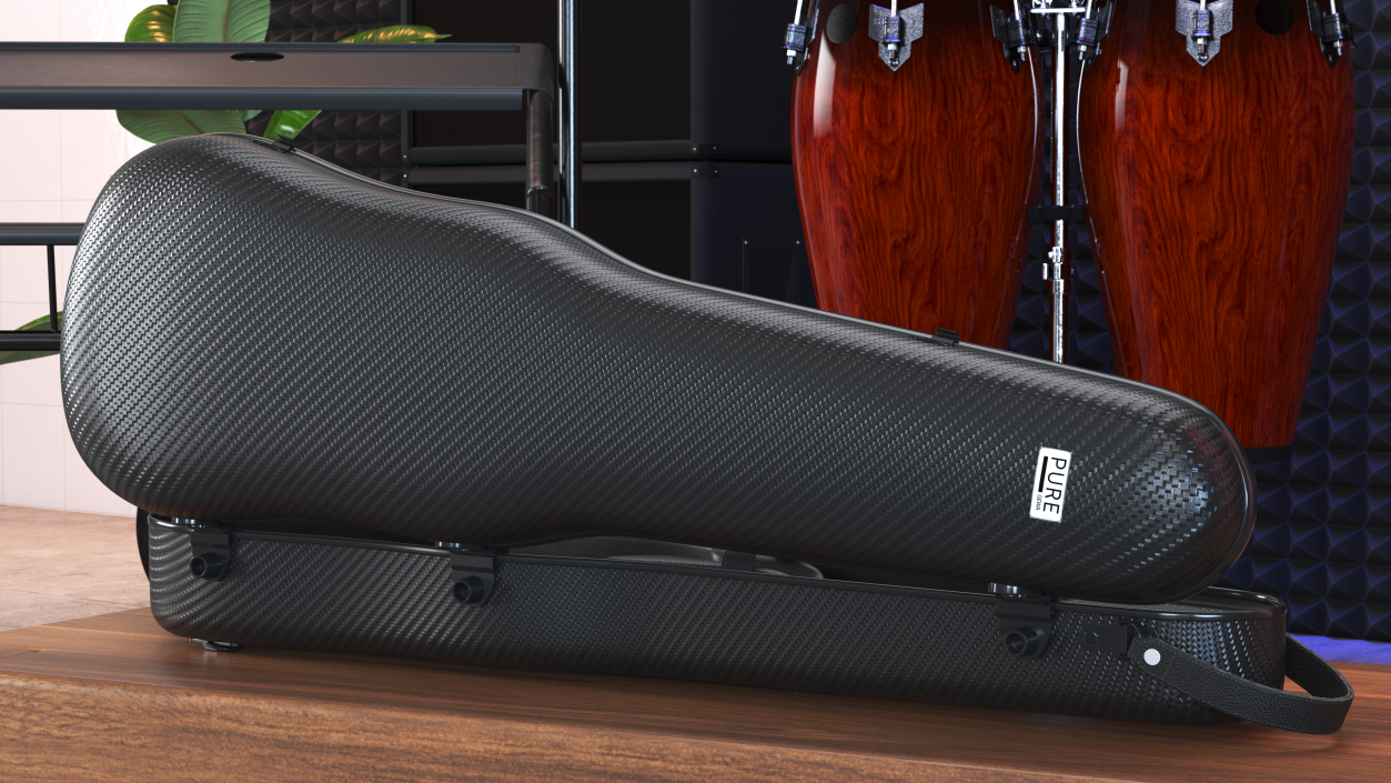 Polycarbonate Violin Case Gewa Pure Black Empty 3D